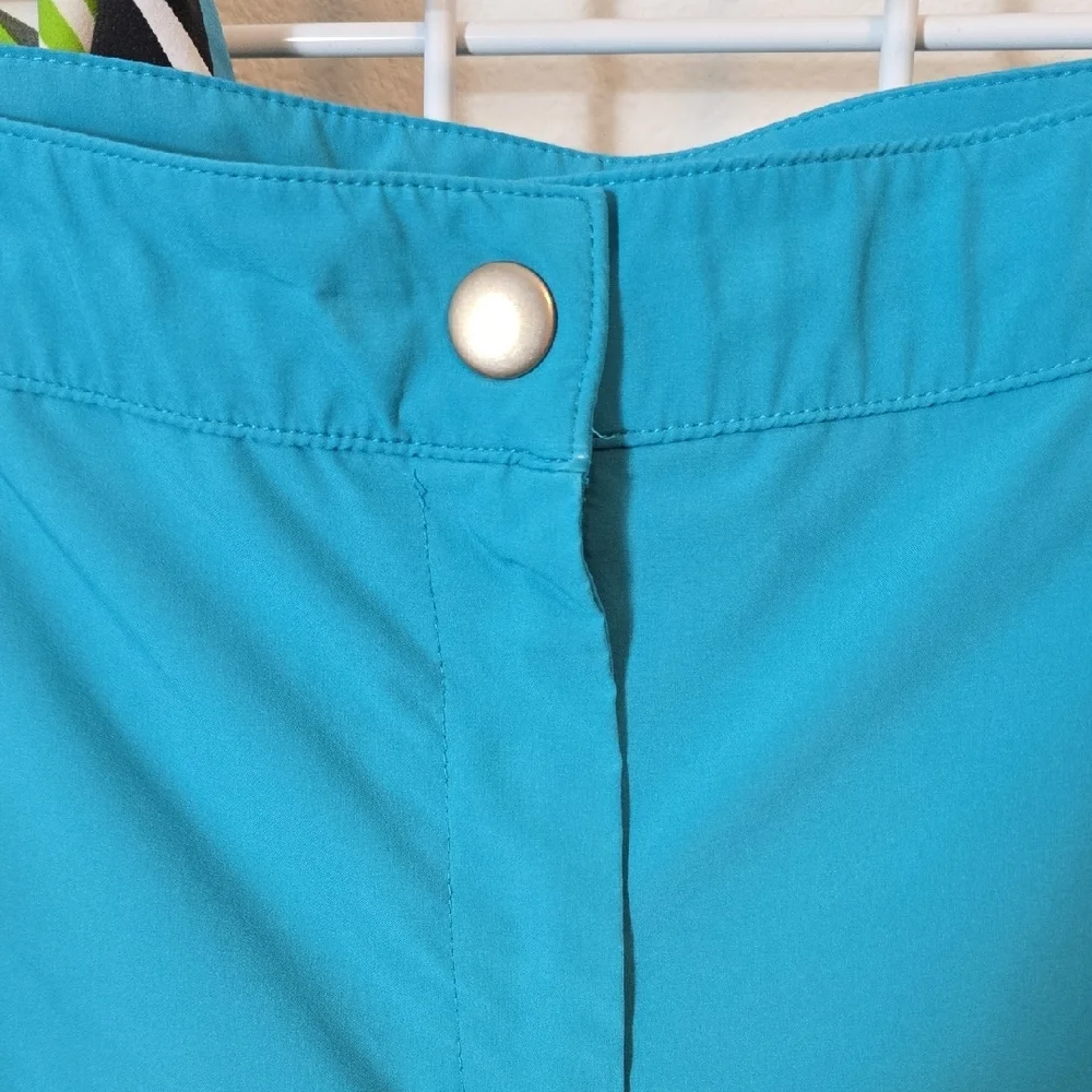 Chico's Tropical Leaf‎ Zip-Front Jacket with Teal Cropped Pants Chicos Size 2/Lg
